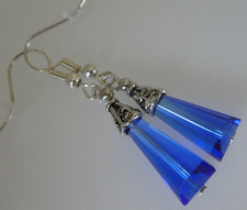 Vintage Look Dangle Long Teardop Carnival Glass Earrings & Free Mystery Pair