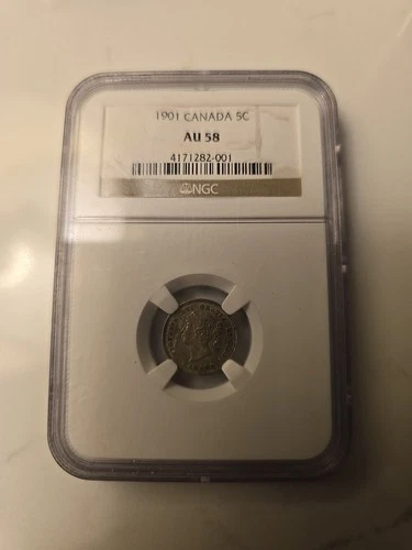 1901 Canada 5c NGC Graded AU 58 Coin