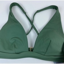 NWT Jade Shore Olive Green Convertible Straps Bikini Top Size S Removable Pads