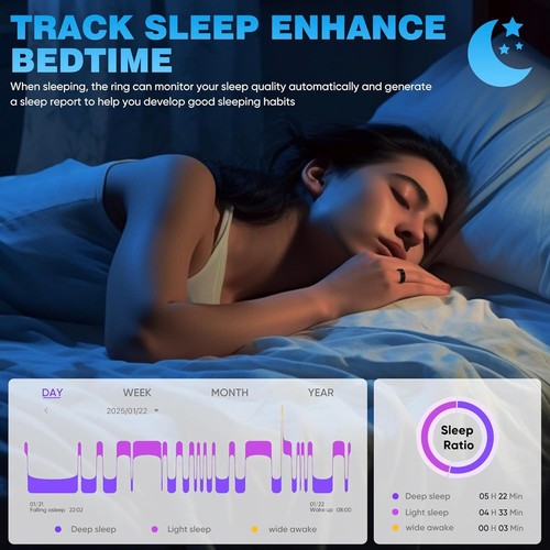 Smart Rings pour Sleep Tracker IP68 Smart Ring étanche pour iPhone et Android - Photo 2 sur 64