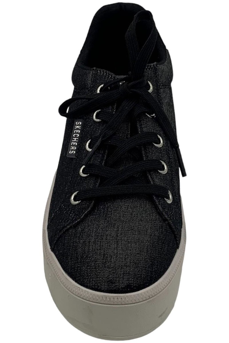 Skechers Plateau Vegan Chambray Lace Up Platform Black | eBay