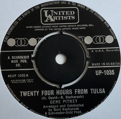 Gene Pitney - Twenty Four Hours From Tulsa - 7" Vinyl Single