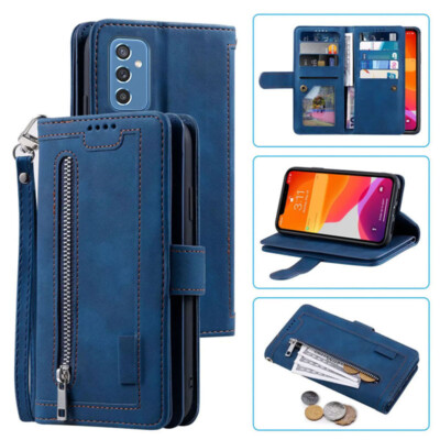 For Samsung Galaxy M51 M52 5G Wallet Case,Leather Zipper Magnetic Flip Card  Case