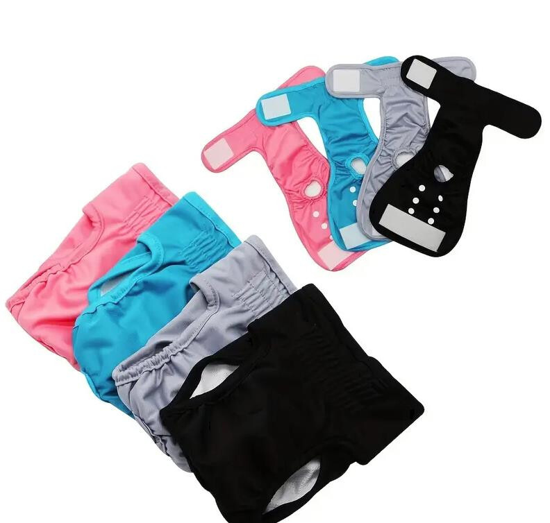 XS - XL Hundewindel Waschbar Hygienehose Schutzhose Läufigkeit mit Knöpfen Süss