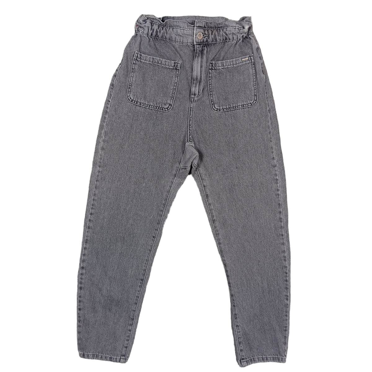 Zara Paper Bag Jeans Denim Size Light Gray Front Pockets High Rise