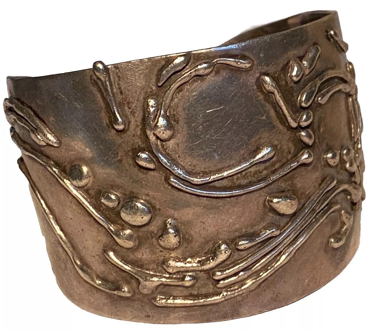 LARGE SILVER STUDIO ARTISAN REPOUSSÉ BRUTALIST MO… - image 1