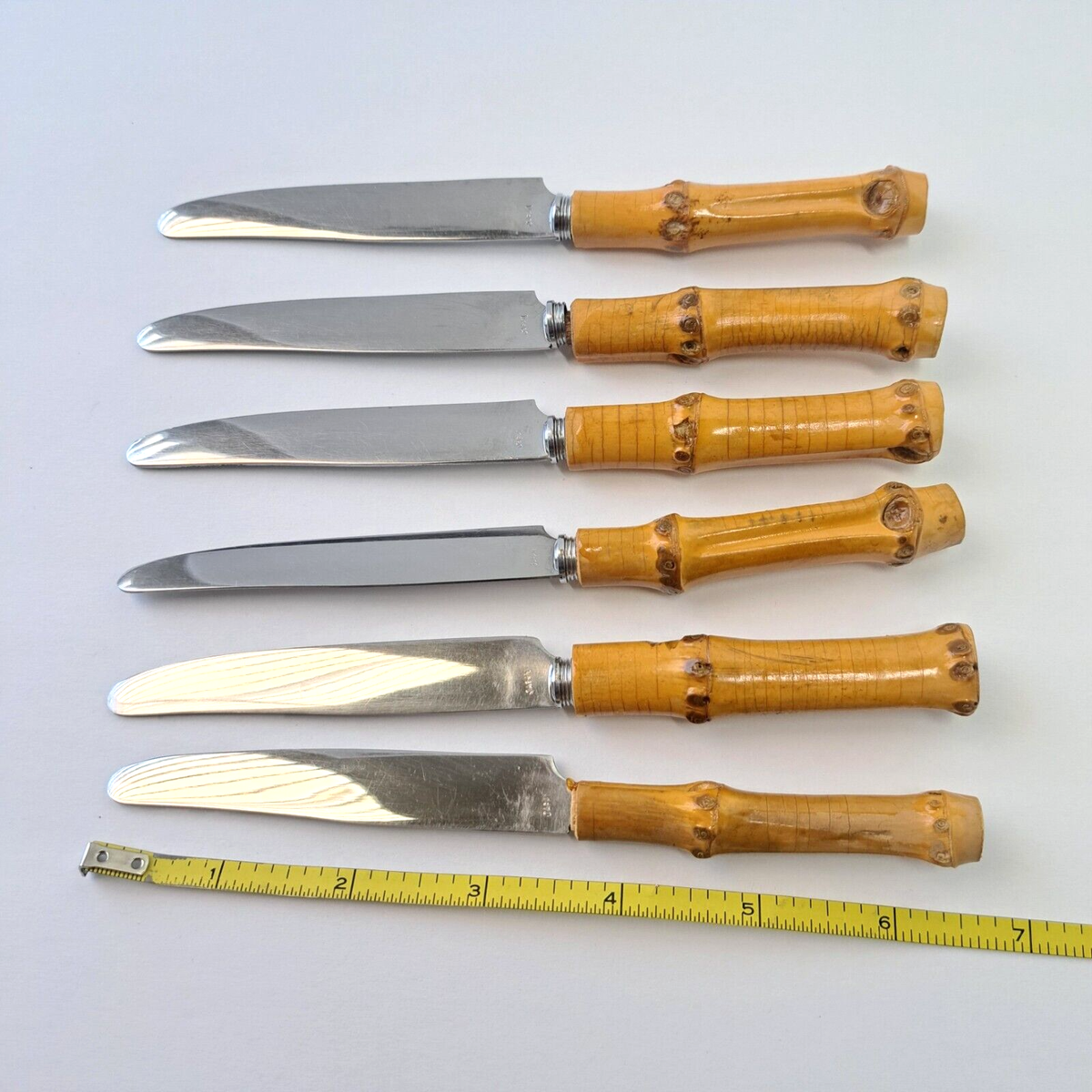 Vintage Seki Hamono KK Bamboo Tiki Silverware 6 pc set Knives