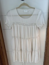 Alice &UO Anthropologie Tunic Dress  Crochet /eyelet Tiered Size Small Cream
