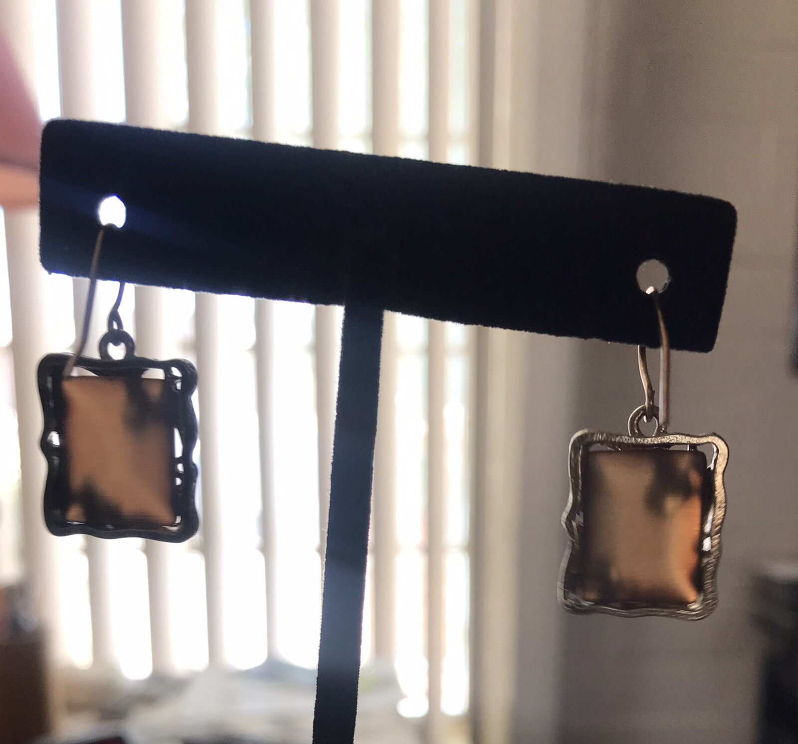 Victorian Style Earrings Golden Frame Hook Dangle - image 4