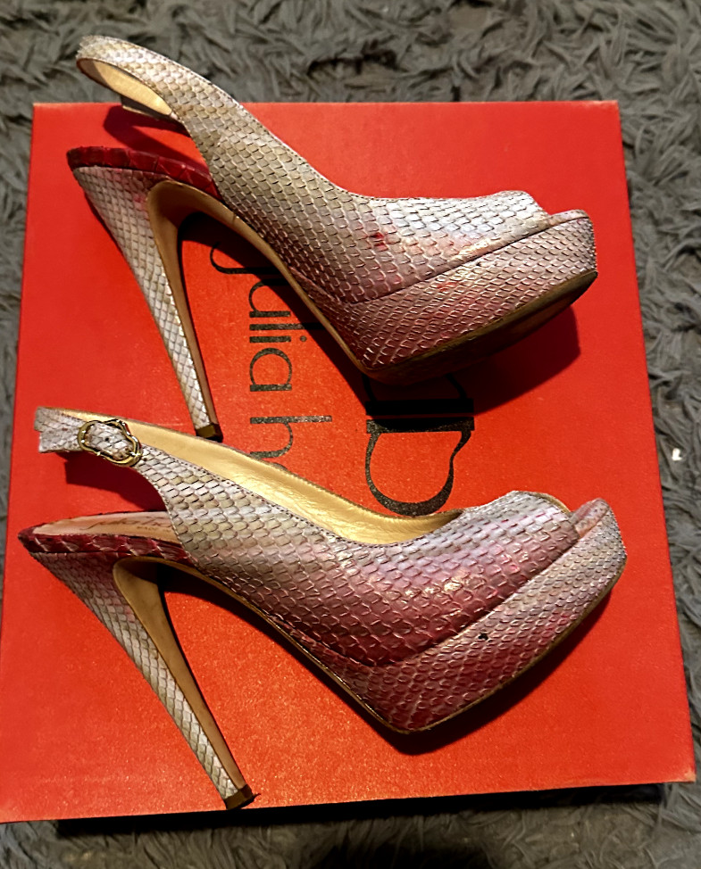 Julia Haart - Pink Python Peep  toe platform shoe… - image 3