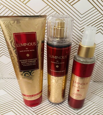 Bath & Body Works LUMINOUS Body Spray + Cream + Diamond Shimmer Mist SET