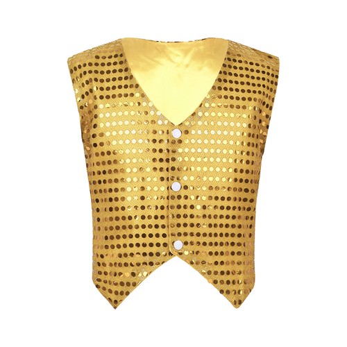 Kids Unisex Sparkly Shirt Hip Hop Jazz Disco Dance Jacket Shirt Vest Performance - Picture 87 of 340