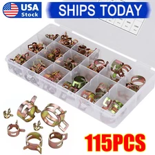 115X Hose Spring Clamps 6-22mm Fastener Fuel Water Line Pipe Air Tube Clips Kit