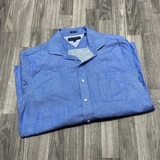TOMMY HILFIGER Slim Fit Button Down Blue Check Dress Shirt Men's Size 16 32-33