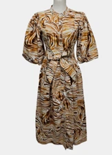 Anthropologie Love the Label Sz  Small Chakka Honey Puff-Sleeved Midi ShirtDress