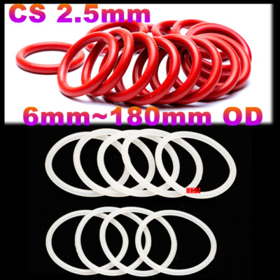 Rot/Weiß Silikon Gummi O-Ringe Kolbendichtung Dichtring Dichtungen 6mm~180mm OD