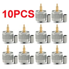10PCS Connector UHF Male PL259 Plug Crimp RG58 RG142 LMR195 RG400 Cable US Stock