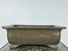 Preowned Japanese Tokoname Rectangular Bonsai Pot Eiraku - 14.5” By 10.75”