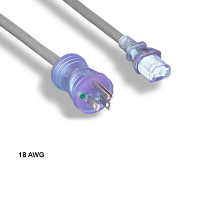 LOT 10pcs 15ft 18 AWG Hospital Grade Power Cable NEMA 5-15P to C13 10A/125V Clr