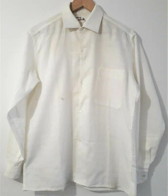 CHEMISE Vintage blanche en coton gaufré "La Chemise Club Paris" (Taille L) 70's - Photo 1/4
