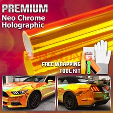 Premium Golden Orange Neo Chrome Unicorn Holographic Vinyl Wrap Sticker Decal