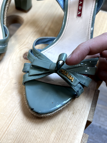 Sandalias de tacón de bloque para mujer Prada color azul talla UE: 38,5 - Imagen 4 de 13
