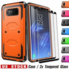 For Samsung Galaxy S10 S20 S21 S22 S23 Ultra Rugged Case Cover / Tempered Glass