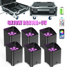6PCS Uplight Wifi APP Wireless Control 6x18w RGBWAUV Battery LED Par Light Case