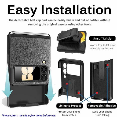 For Samsung Galaxy Z Flip4 Slim Hard Shell Case with Rotating Belt Clip Holster - Photo 34 sur 41