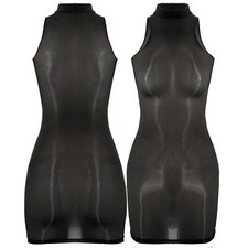 DE^Damen Sexy Transparent Kleider Eng Figurbetont Etuikleid Nachtkleid Negligee