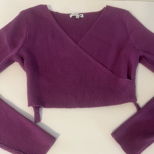 Moda Camisa Novas Talla Grande Púrpura Recorta Acanalada Manga Larga Para Mujer - Imagen 3 de 5