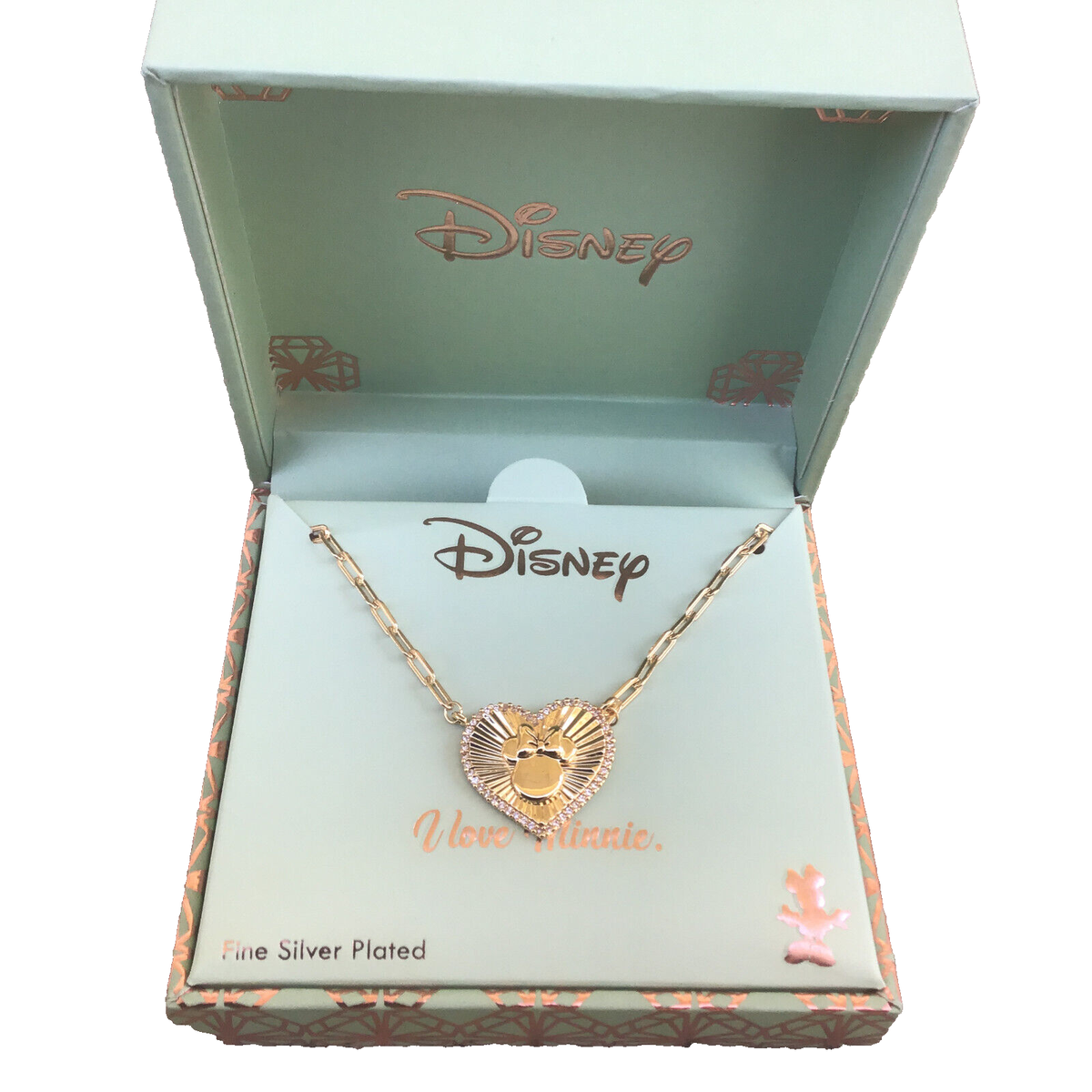Disney LA Rocks Minnie Mouse Heart Fine Silver Plated Necklace I