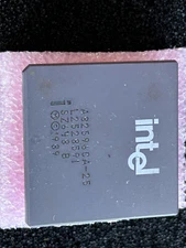 Vintage INTEL A82596CA25  SZ721 25MHz ceramic PGA  GOLD CPU