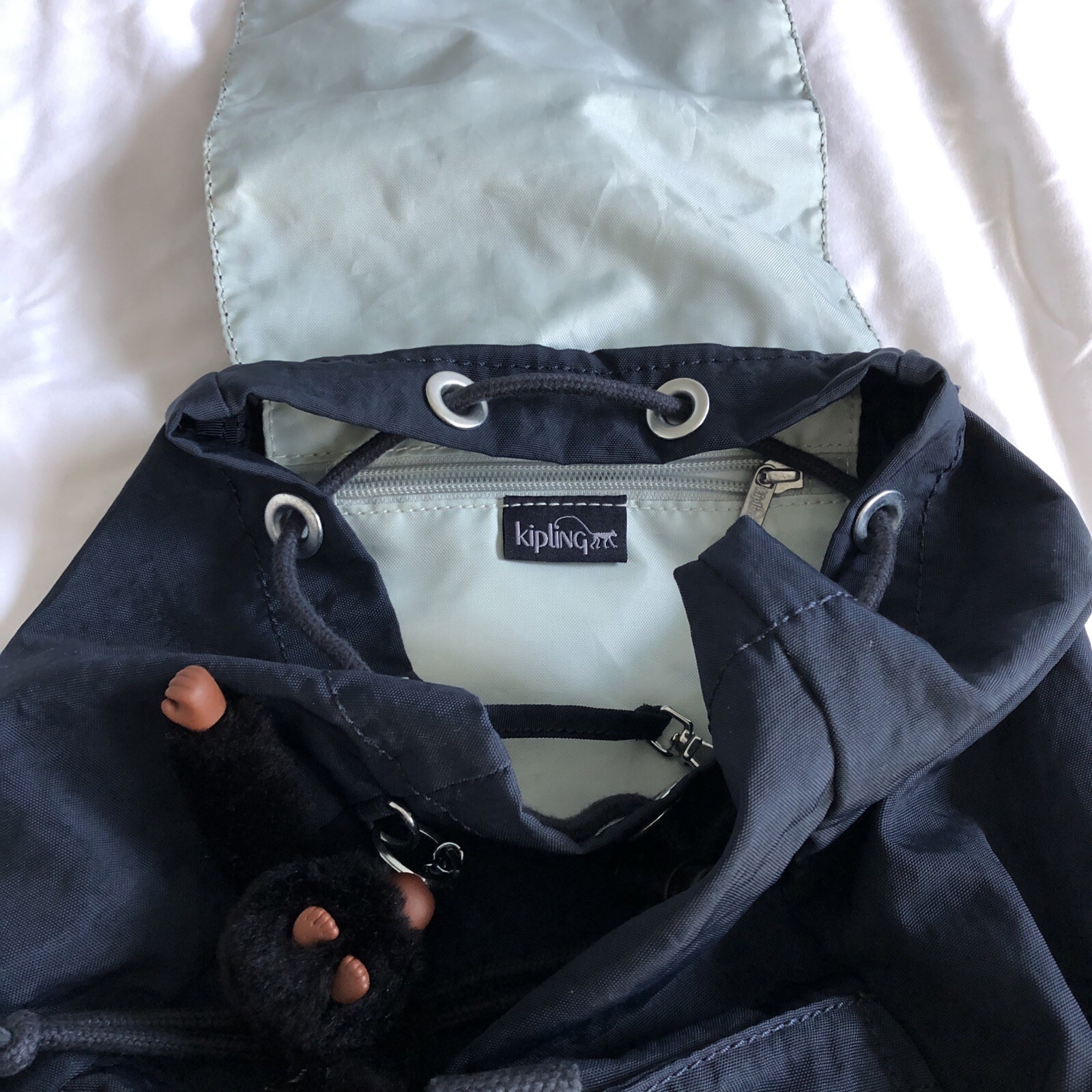 Kipling Draw String Mini Backpack Navy Blue - image 4