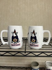 Lot Of 2 Spuds MacKenzie Bud Light MUG  Anheuser Busch  White Plastic