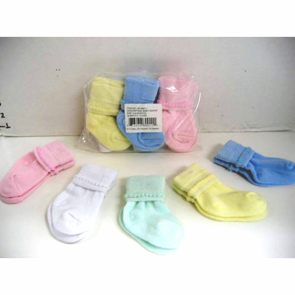 12 PAIR Infant Baby Socks 0-6 mo Cott Blue Colorado Springs Mall White Pink OFFicial store Boys Girls