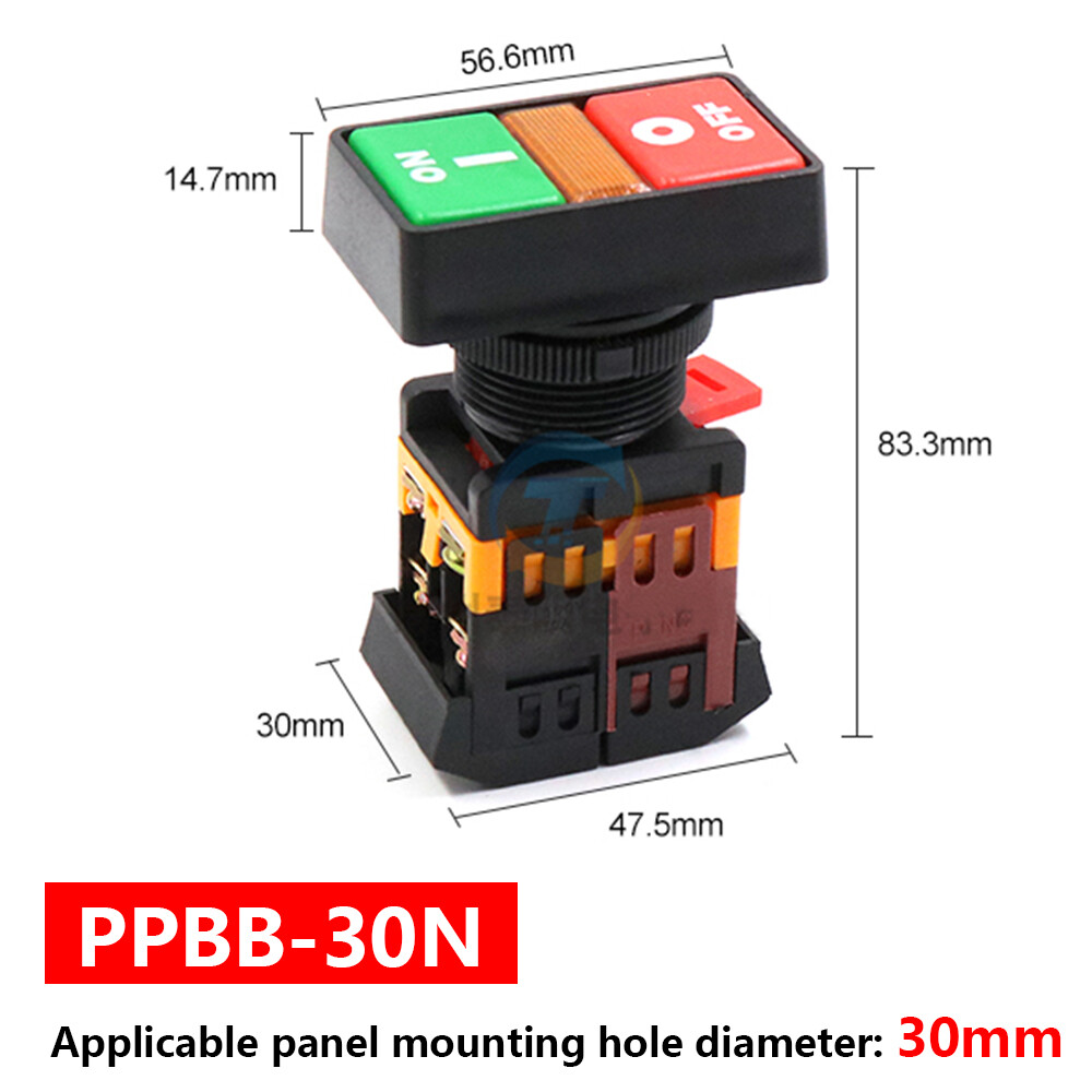 22/30mm Dual Start Stop Push Button Momentary Switch 1NO 1NC Panel ...