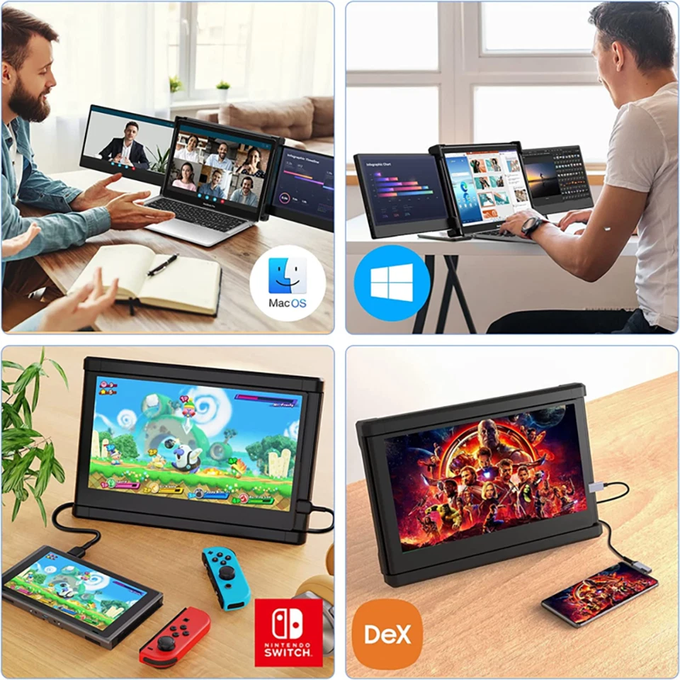 Portable Dual Monitor FHD Plug And Play Laptop Triple Screen Extender Monitor - Image 2 of 4