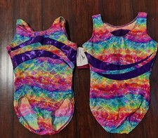 NWT Motionwear Adult Rainbow Colored Gymnastics Leotard Petite / XS  Small