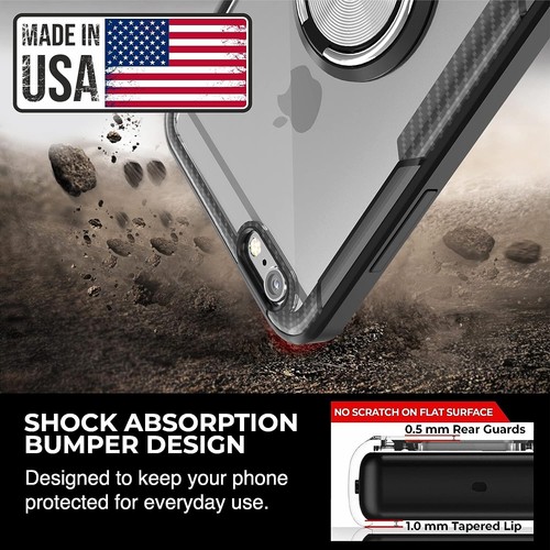 Kitoo iPhone 6, 6s Clear Case w Ring Stand, Black Carbon Fiber Trim NEW /OPENED - Picture 5 of 6