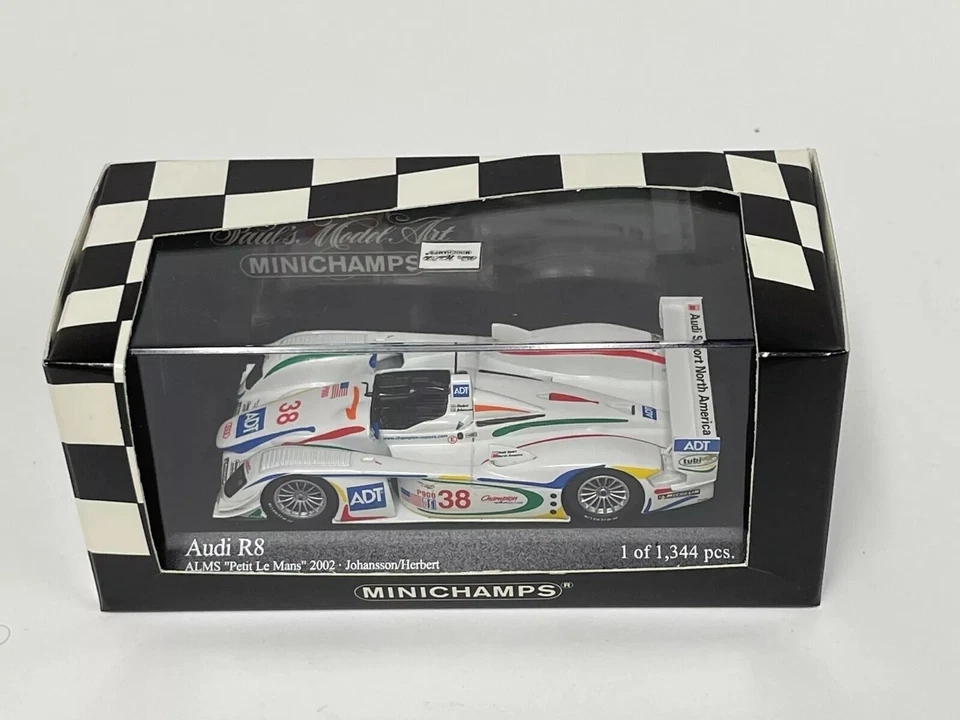 Minichamps 400 021338 Audi R8 coche de carreras ALMS Petit Le Mans 2002 Herbert 1:43 Foto 3 de 4