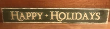 NEW Primitive Happy Holidays Christmas Wood Sign With Hooks For Hanging 20”