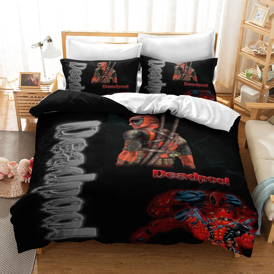 Marvel Deadpool 3D Bedding Set Sheet Quilt Pillow Cover US /EU Size 3PCS Gift - Image 3 of 4