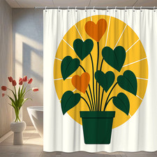 Cute Green Heart Plant Shower Curtain for Home Decor