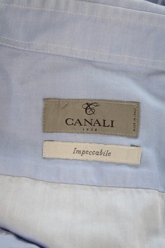 Canali Mens Long Sleeves Impeccabile Dress Shirt Sky Blue Cotton Size 43 17 - Picture 4 of 6