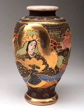 Japanese Moriage Satsuma-Style Vase With Gilded Decoration Circa 1950s–1970s