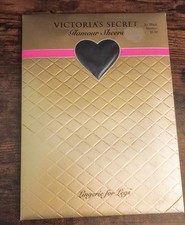 VICTORIA'S SECRET Glamour Silky Sheer Stockings Jet Black Medium NOS Made In USA