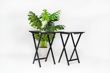 (2 Packs) Folding TV Tray Table Set in Black 19 X 15 X 26 Inch