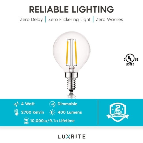 12x Luxrite LED G16.5 Globe Bulb 4W (40W Equivalent) Warm White 400lm E12 Base - Picture 7 of 7