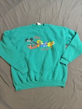 Vintage Disney Spell Out Green Characters Disney World Sweatshirt XXL Mickey Inc